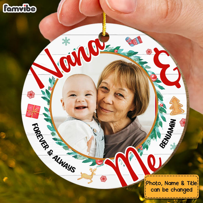 Personalized Christmas Gift For Grandson Forever And Always Photo Circle Ornament 29083 1