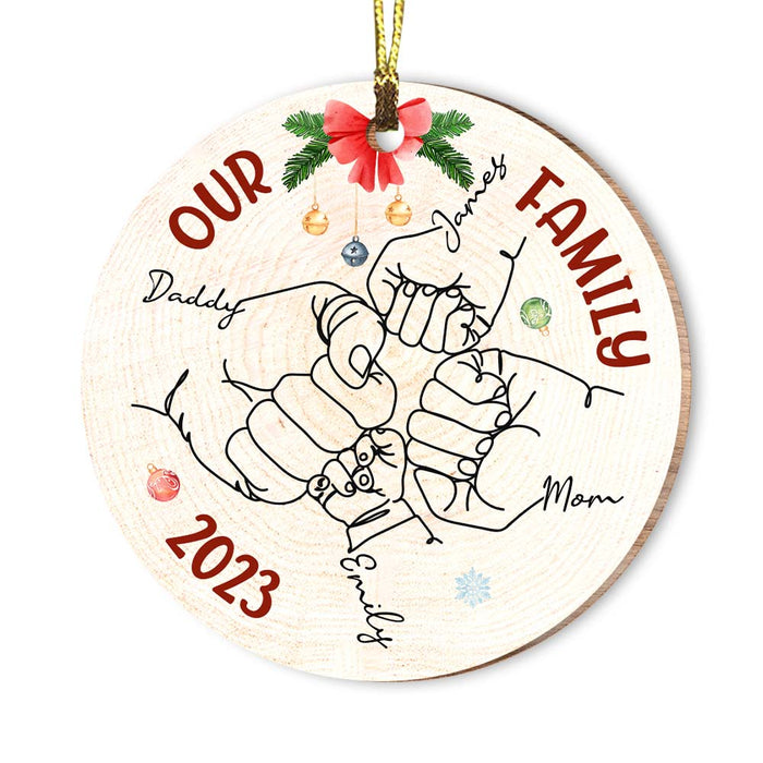 Personalized Our Family Hand Line Art Circle Ornament 29089 1
