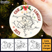 Personalized Our Family Hand Line Art Circle Ornament 29089 thumb 1