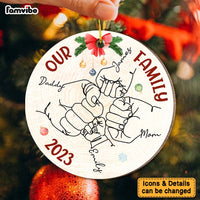 Personalized Our Family Hand Line Art Circle Ornament 29089 thumb 1