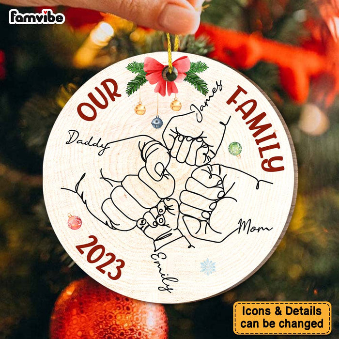 Personalized Our Family Hand Line Art Circle Ornament 29089 1
