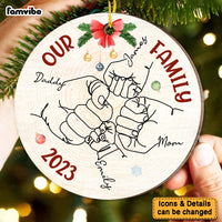 Personalized Our Family Hand Line Art Circle Ornament 29089 thumb 1