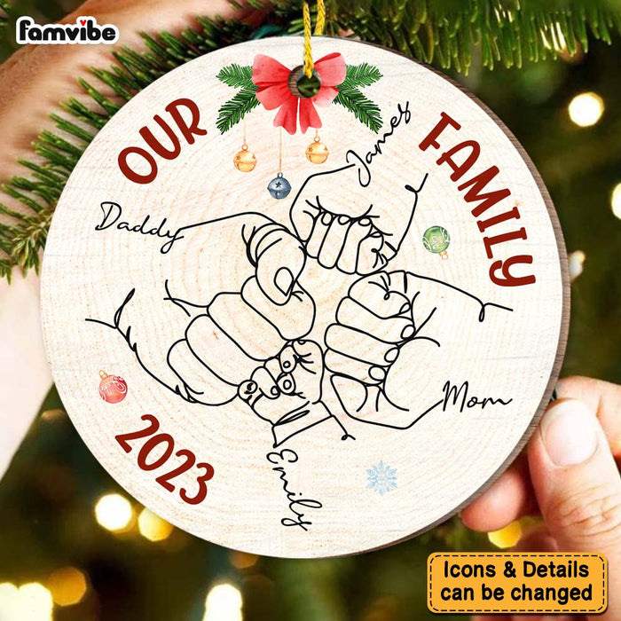 Personalized Our Family Hand Line Art Circle Ornament 29089 1
