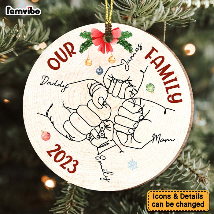 Personalized Our Family Hand Line Art Circle Ornament 29089 1