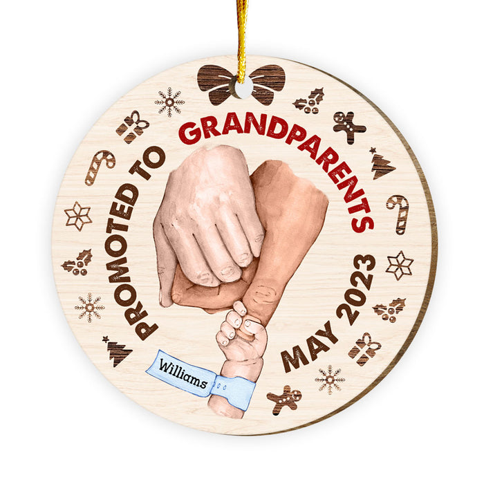Personalized Christmas Gift For Grandparents Promoted To Circle Ornament 29106 1
