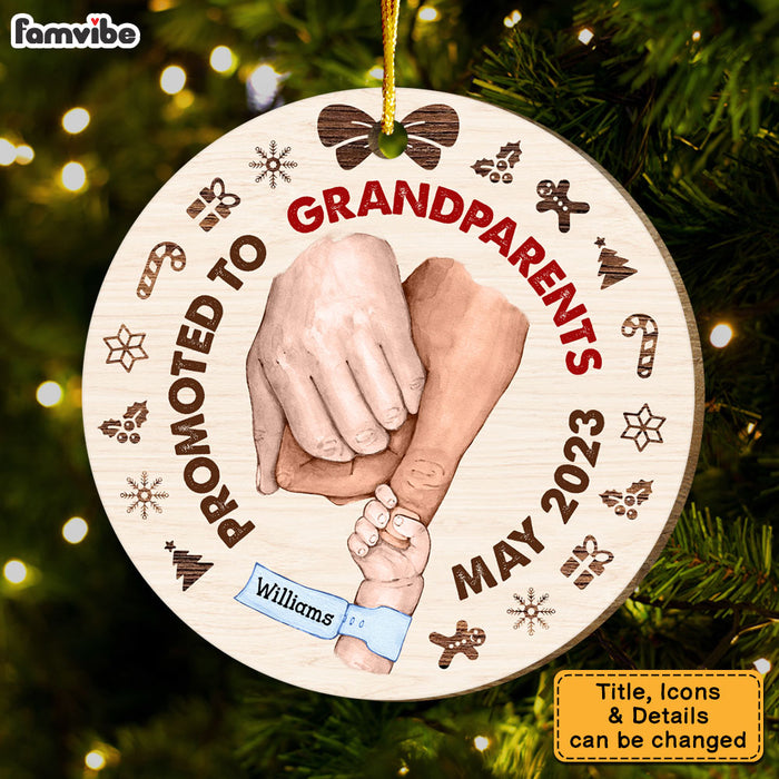 Personalized Christmas Gift For Grandparents Promoted To Circle Ornament 29106 1