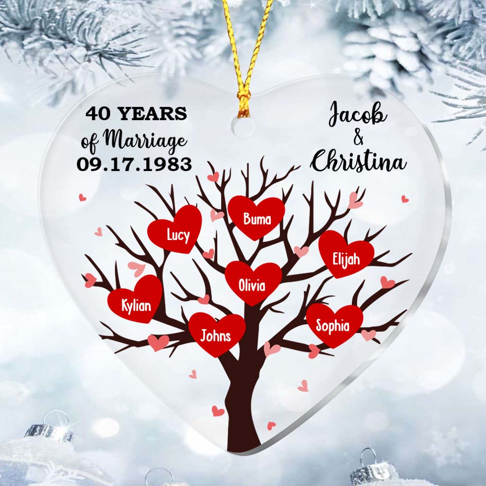 Personalized 40th Wedding Anniversary 40 Years Of Marriage Heart Ornament 29111 Primary Mockup