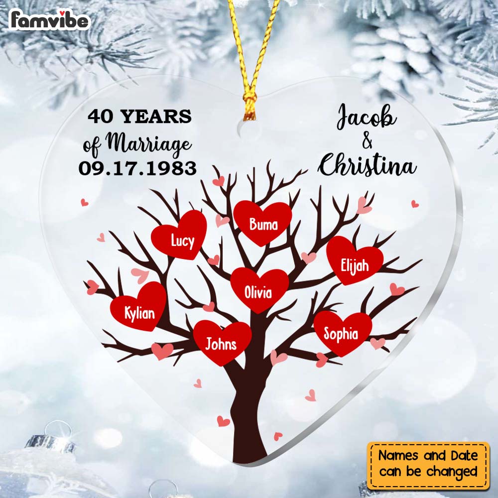 Personalized 40th Wedding Anniversary 40 Years Of Marriage Heart Ornament 29111 Primary Mockup