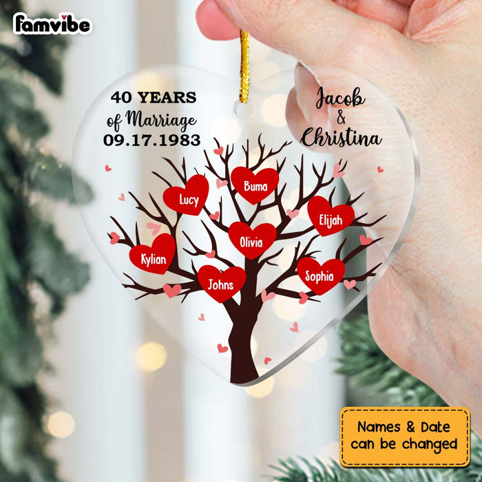 Personalized 40th Wedding Anniversary 40 Years Of Marriage Heart Ornament 29111 1