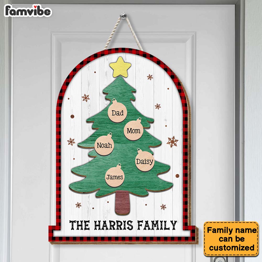 Personalized Family Christmas Tree Wood Sign 29113 Primary Mockup