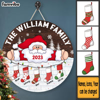 Personalized Hanging Stockings Family Christmas Round Wood Sign 29114 thumb 1