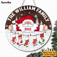 Personalized Hanging Stockings Family Christmas Round Wood Sign 29114 thumb 1
