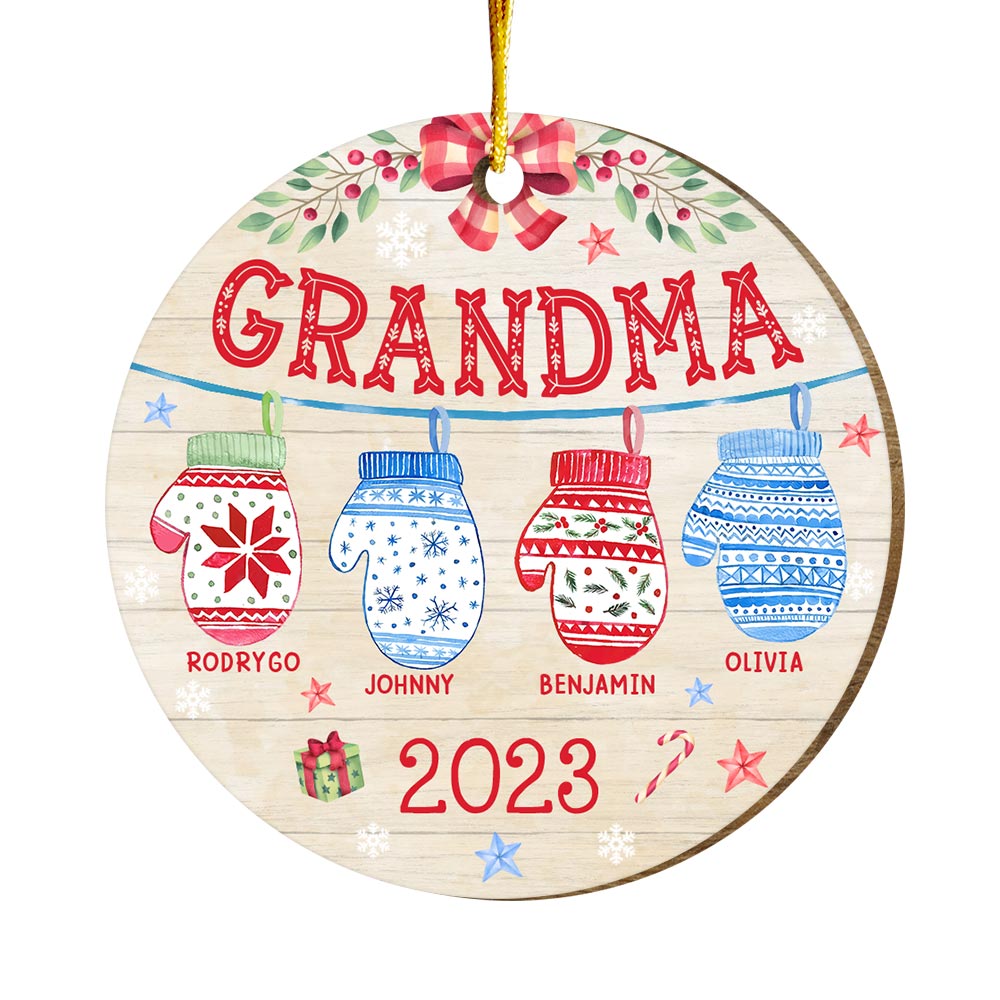 Personalized Gift For Grandma Christmas Gloves Circle Ornament 29119 Primary Mockup