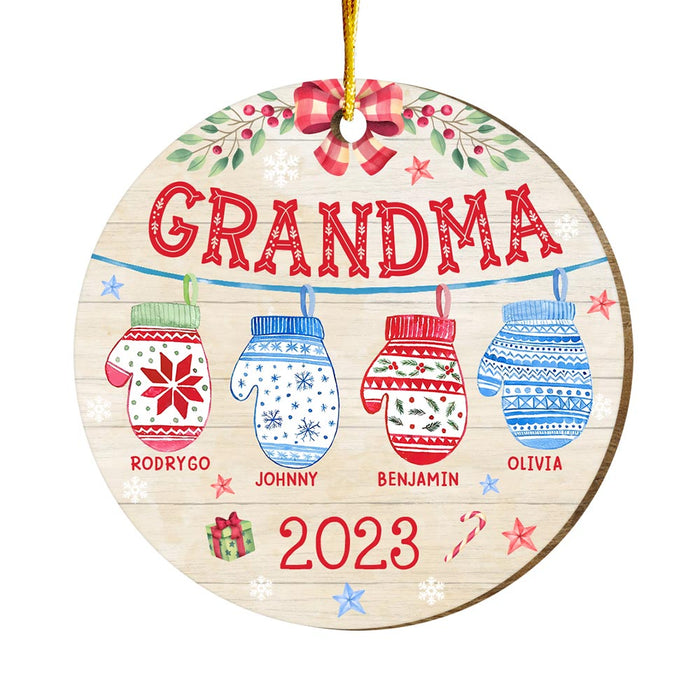 Personalized Gift For Grandma Christmas Gloves Circle Ornament 29119 1