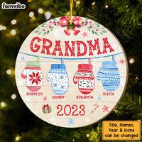 Personalized Gift For Grandma Christmas Gloves Circle Ornament 29119 thumb 1