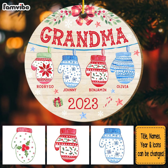Personalized Gift For Grandma Christmas Gloves Circle Ornament 29119 1