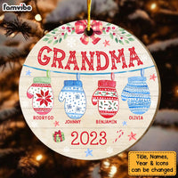 Personalized Gift For Grandma Christmas Gloves Circle Ornament 29119 thumb 1