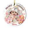 Personalized Gift For Baby First Gingerbread Upload Photo Circle Ornament 29120 1