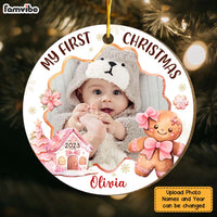 Personalized Gift For Baby First Gingerbread Upload Photo Circle Ornament 29120 thumb 1
