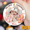 Personalized Gift For Baby First Gingerbread Upload Photo Circle Ornament 29120 1