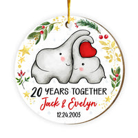 Personalized Anniversary Gift For Couple Elephant Circle Ornament 29124 thumb 1