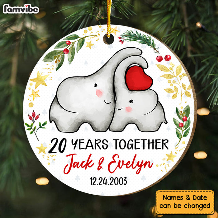 Personalized Anniversary Gift For Couple Elephant Circle Ornament 29124 1