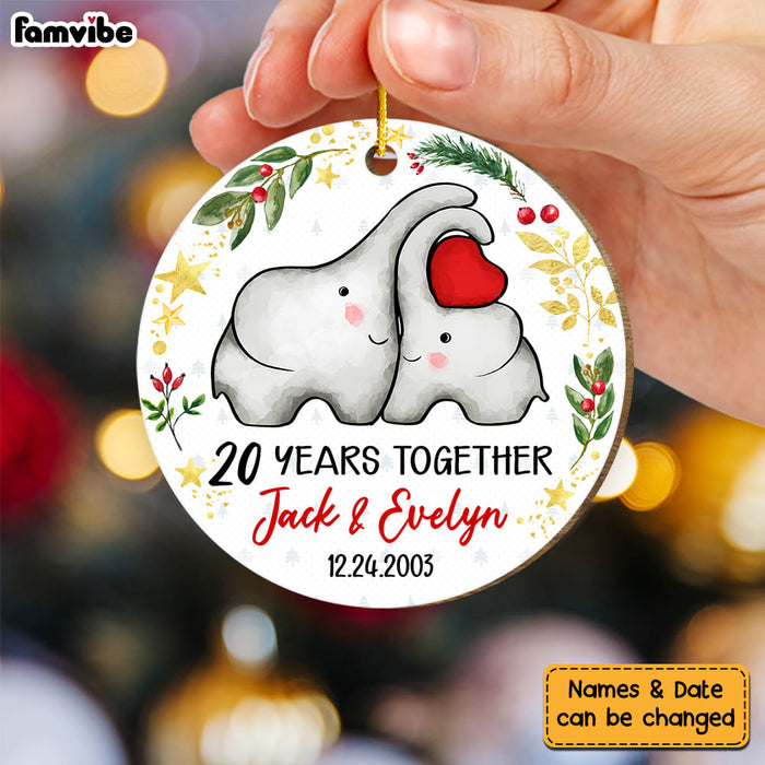 Personalized Anniversary Gift For Couple Elephant Circle Ornament 29124 1