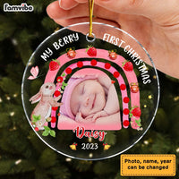 Personalized Gift For Baby My Berry First Christmas Upload Photo Circle Ornament 29135 thumb 1