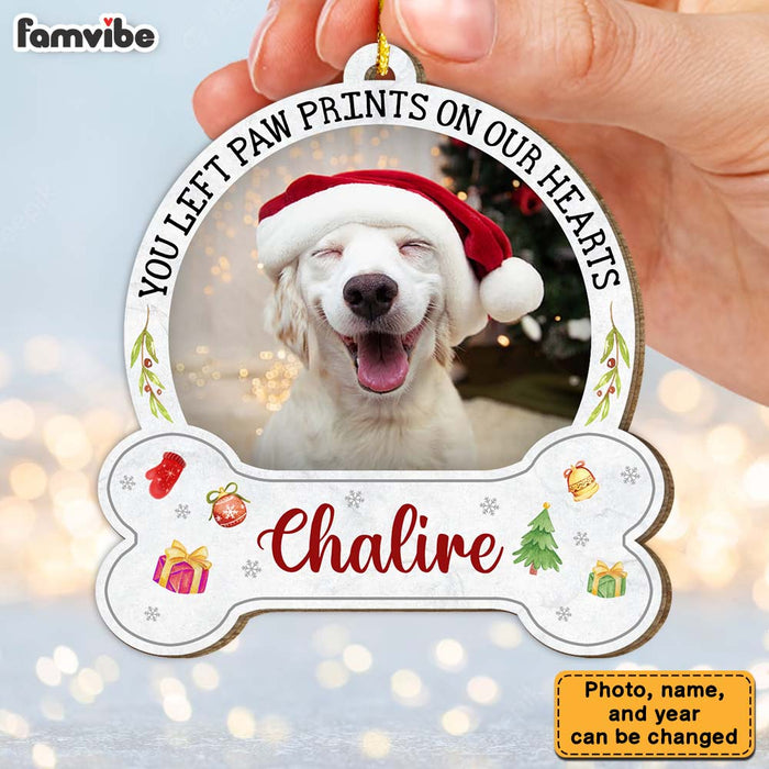 Personalized Dog Loss Gift Paw Prints On Our Hearts Ornament 29138 1