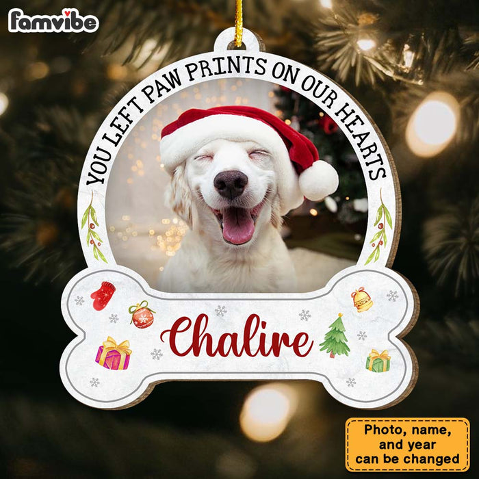 Personalized Dog Loss Gift Paw Prints On Our Hearts Ornament 29138 1