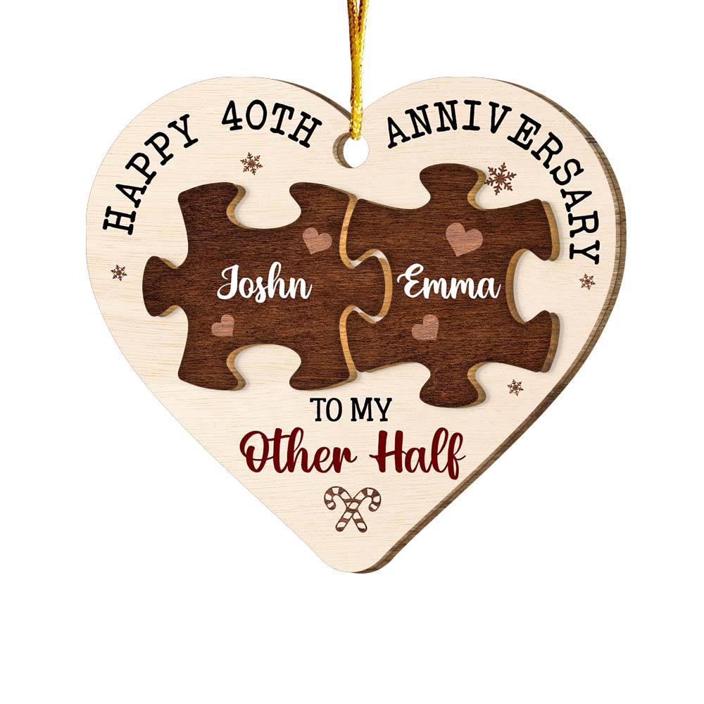 Personalized Happy 20th Anniversary To My Other Half Circle Ornament 29142 2 Layered Wood Ornament Primary Mockup