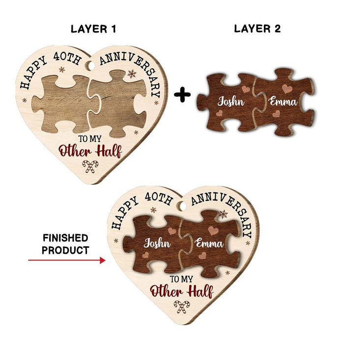 Personalized Happy 20th Anniversary To My Other Half Circle Ornament 29142 2 Layered Wood Ornament 1