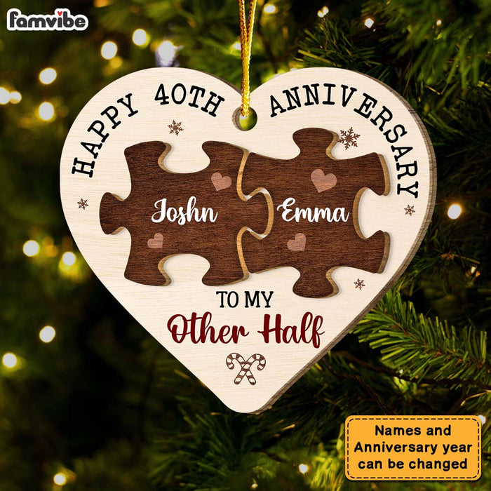 Personalized Happy 20th Anniversary To My Other Half Circle Ornament 29142 2 Layered Wood Ornament 1