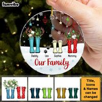 Personalized Family Christmas Wellington Boots Acrylic Circle Ornament 29144 thumb 1
