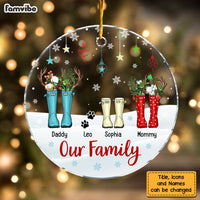 Personalized Family Christmas Wellington Boots Acrylic Circle Ornament 29144 thumb 1