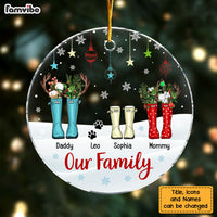 Personalized Family Christmas Wellington Boots Acrylic Circle Ornament 29144 thumb 1