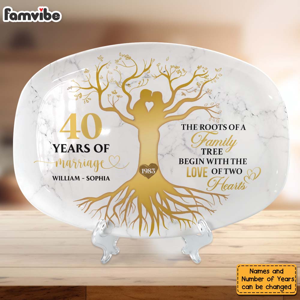Personalized 40th Wedding Anniversary 40 Years Of Marriage Plate 29153 Primary Mockup