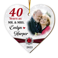 Personalized 40 Years As Mr. And Mrs. 40th Wedding Anniversary Heart Ornament 29158 thumb 1