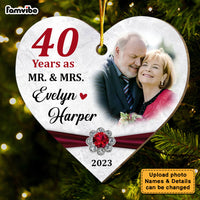 Personalized 40 Years As Mr. And Mrs. 40th Wedding Anniversary Heart Ornament 29158 thumb 1