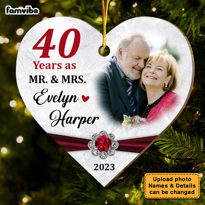 Personalized 40 Years As Mr. And Mrs. 40th Wedding Anniversary Heart Ornament 29158 1
