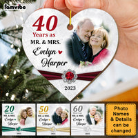 Personalized 40 Years As Mr. And Mrs. 40th Wedding Anniversary Heart Ornament 29158 thumb 1