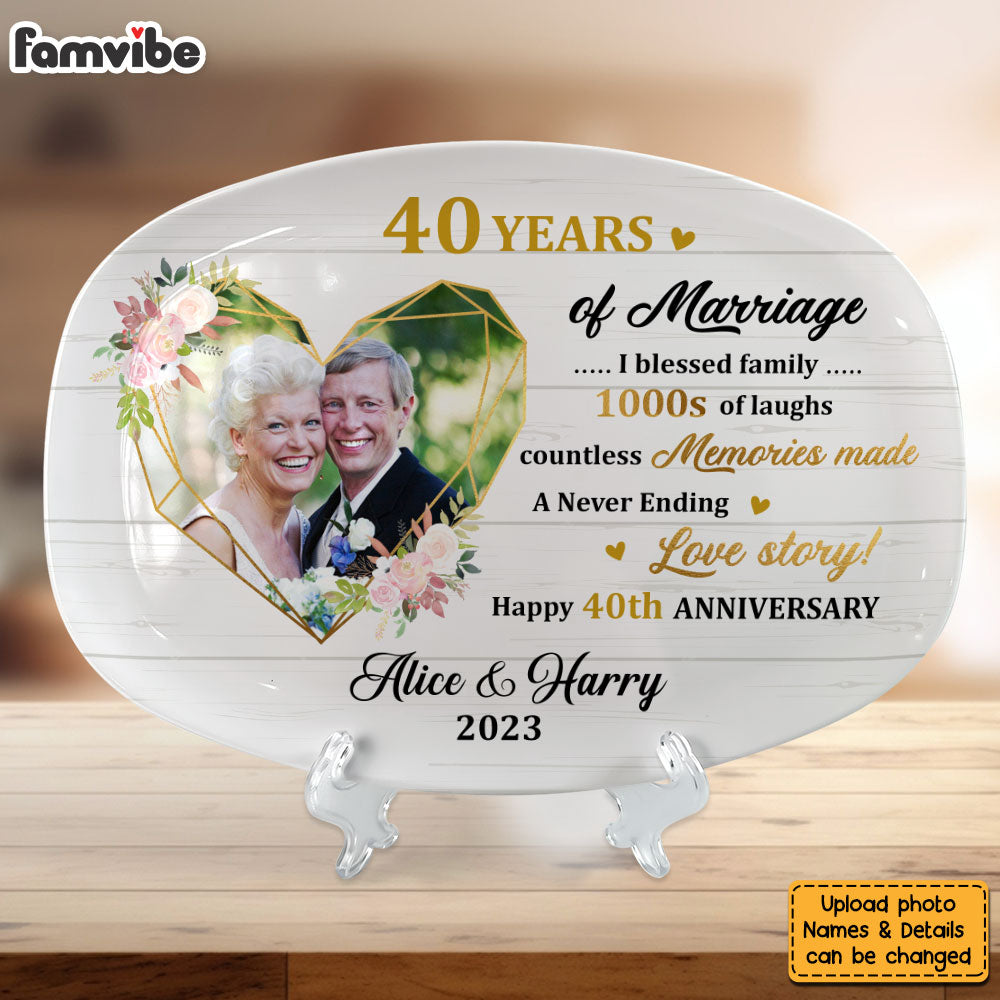 Personalized Wedding Anniversary Gift For Couple 40 Years Of Marriage Plate 29161 Primary Mockup