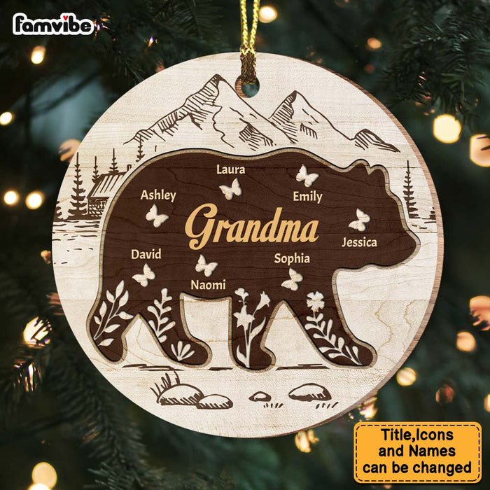 Personalized Grandma Bear Circle Ornament 29171 1