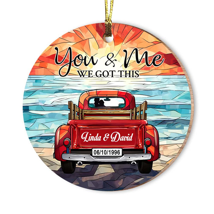 Personalized You & Me We Got This Stained Glass Pattern Circle Ornament 29172 1