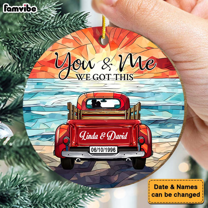 Personalized You & Me We Got This Stained Glass Pattern Circle Ornament 29172 1