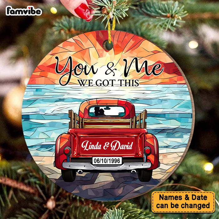 Personalized You & Me We Got This Stained Glass Pattern Circle Ornament 29172 1