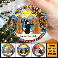 Personalized Dog Christmas Stained Glass Pattern Circle Ornament 29181 thumb 1
