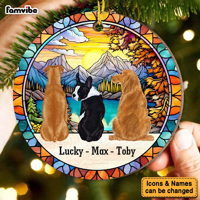Personalized Dog Christmas Stained Glass Pattern Circle Ornament 29181 1