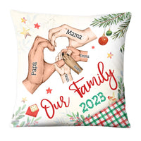 Personalized Gift For Family Heart Hand Sign Christmas Theme Pillow 29190 thumb 1