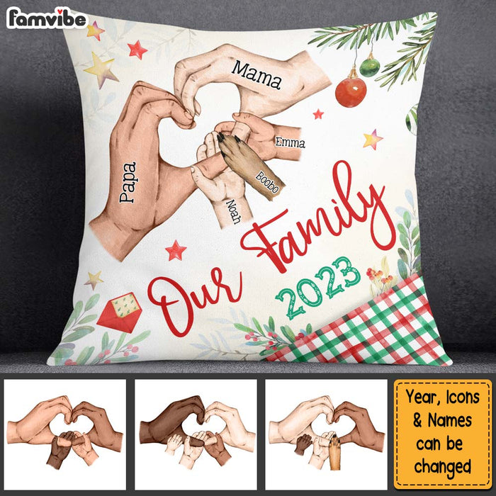 Personalized Gift For Family Heart Hand Sign Christmas Theme Pillow 29190 1